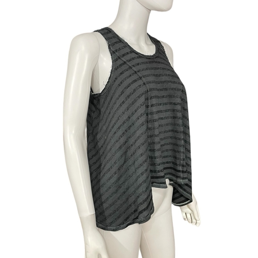 We The Free Blouse Black Green Stripe Tank Top - Picture 4 of 6